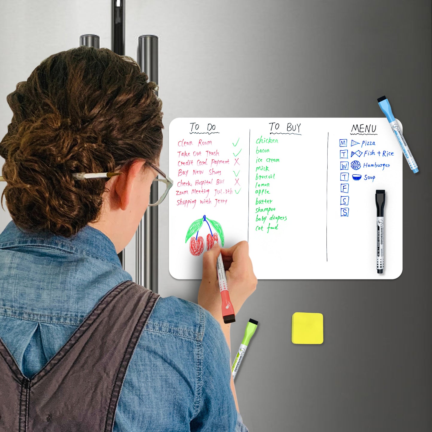 Magnetic Fridge Whiteboard with Kitchen Measurement Conversion Chart