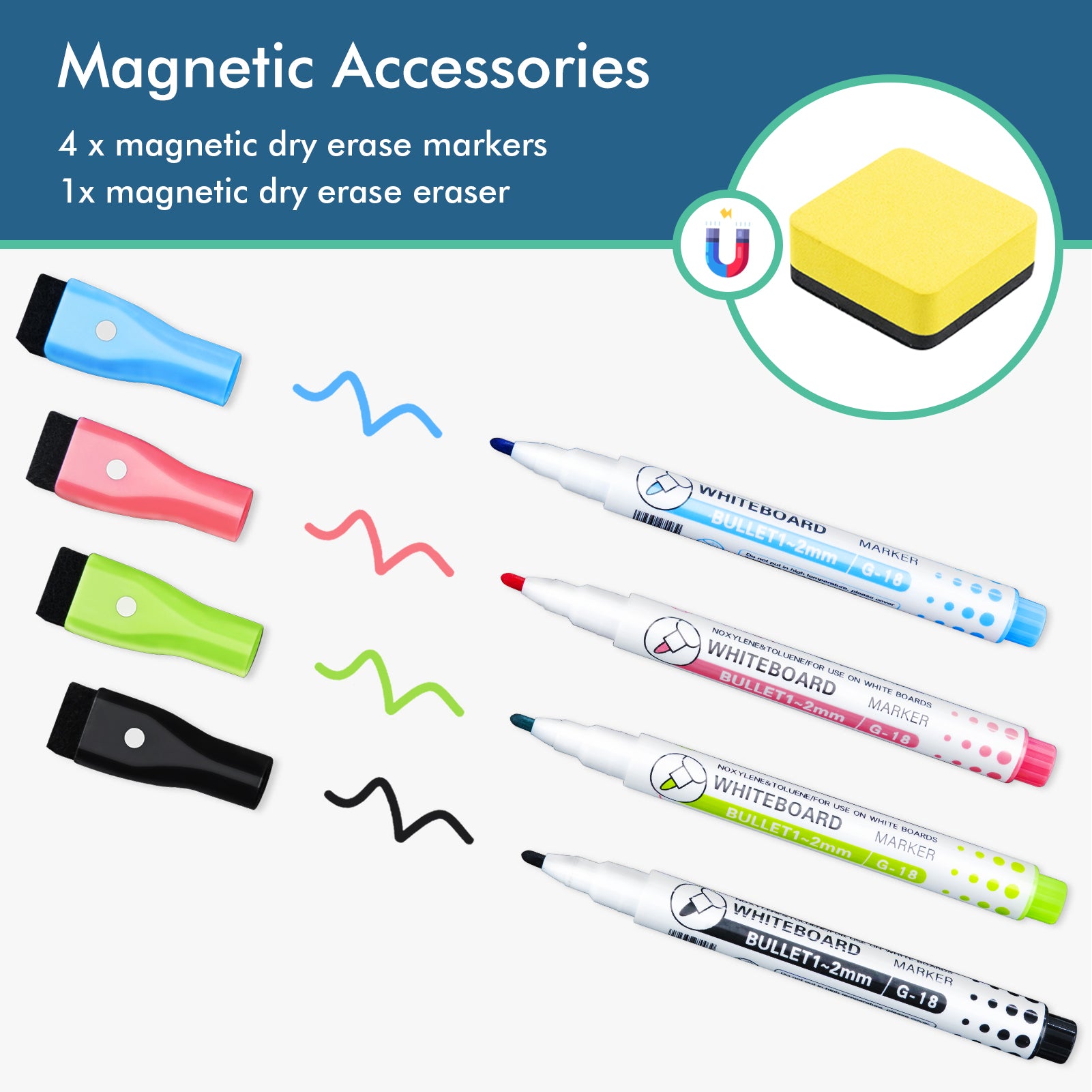 Magnetic Dry Erase Whiteboard Sheet for Fridge, 8 Magnetic Markers